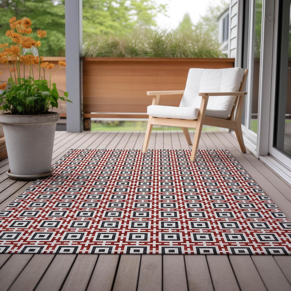 Indoor/Outdoor Marlo MO1 Red Washable 3' x 5' Rug