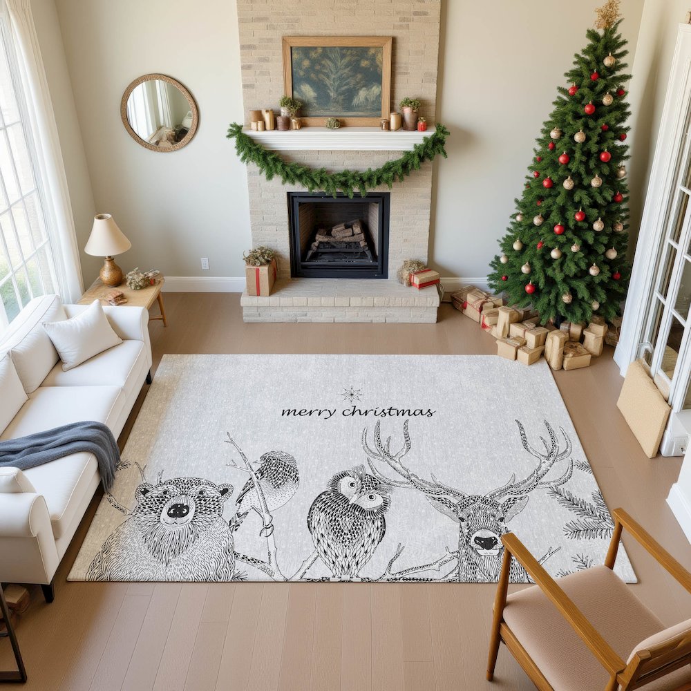 Luxury Washable Indoor/Outdoor Merry & Bright Flannel 3' x 5' Rug