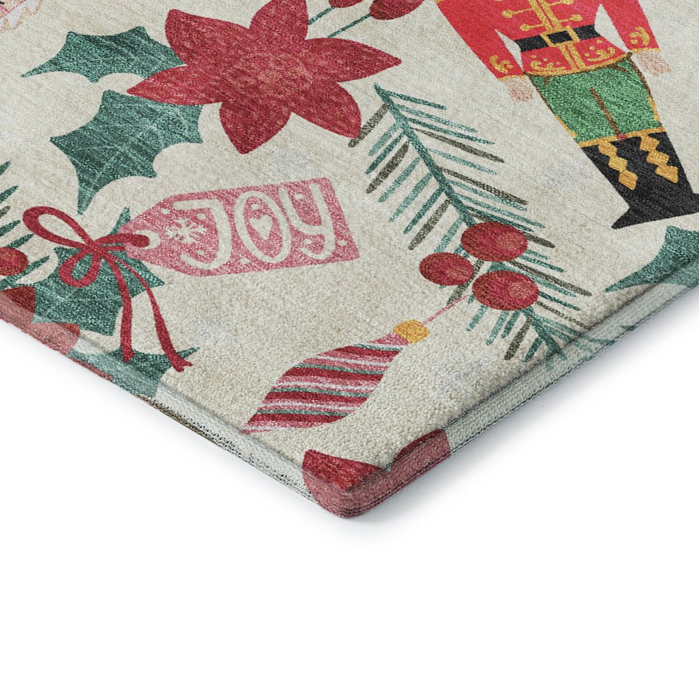 Luxury Washable Indoor/Outdoor Merry & Bright Ivory 2'3" x 7'6" Runner Rug