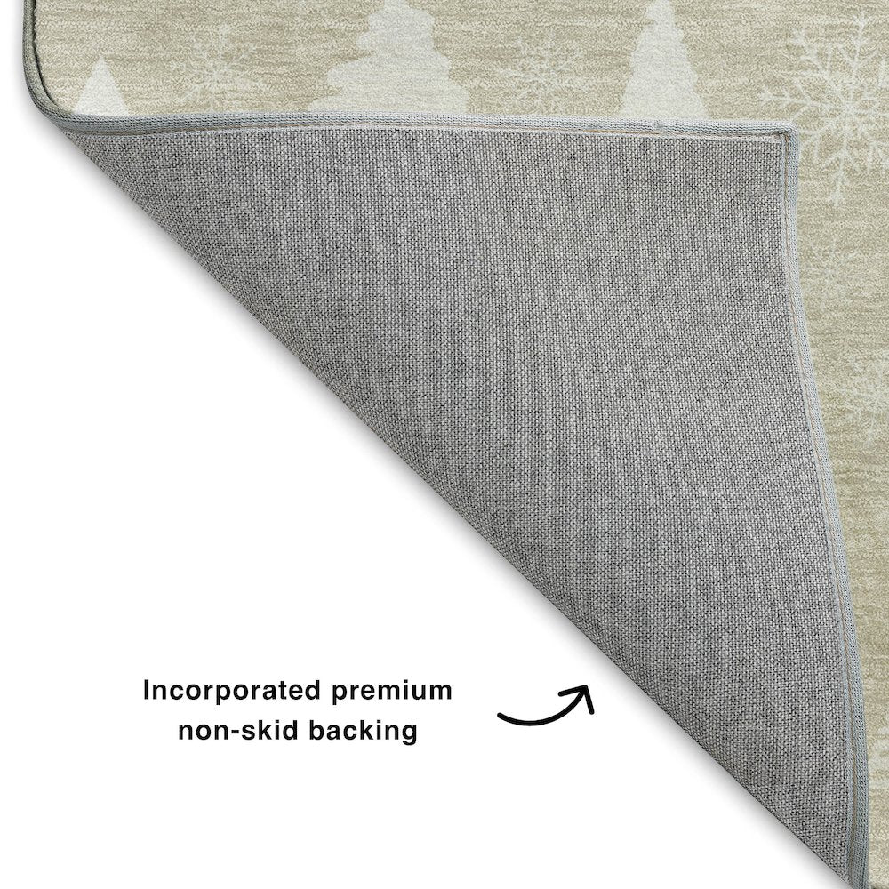 Luxury Washable Indoor/Outdoor Merry & Bright Beige 2'3" x 7'6" Runner Rug