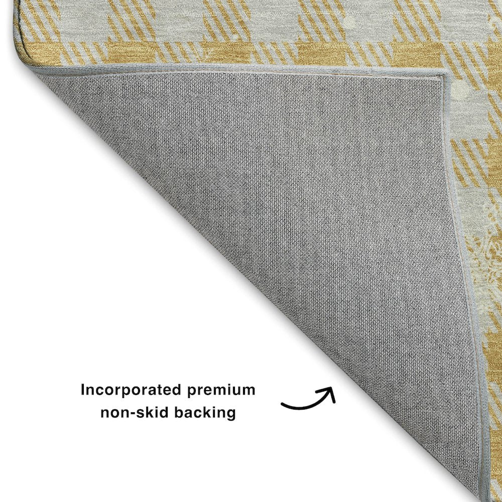 Luxury Washable Indoor/Outdoor Merry & Bright Gold 2'3" x 7'6" Runner Rug