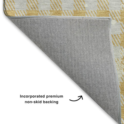 Luxury Washable Indoor/Outdoor Merry & Bright Gold 2'3" x 7'6" Runner Rug