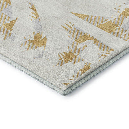 Luxury Washable Indoor/Outdoor Merry & Bright Gold 2'3" x 7'6" Runner Rug