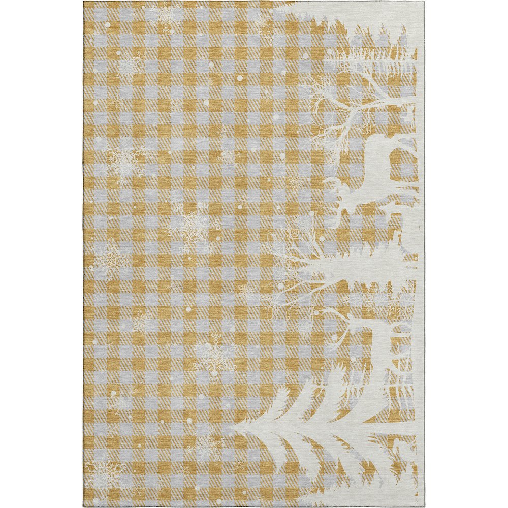 Luxury Washable Indoor/Outdoor Merry & Bright Gold 3' x 5' Rug