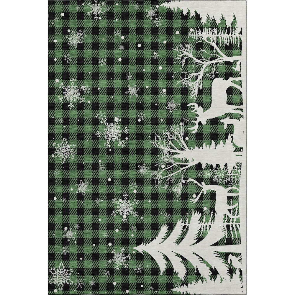 Luxury Washable Indoor/Outdoor Merry & Bright Green 3' x 5' Rug
