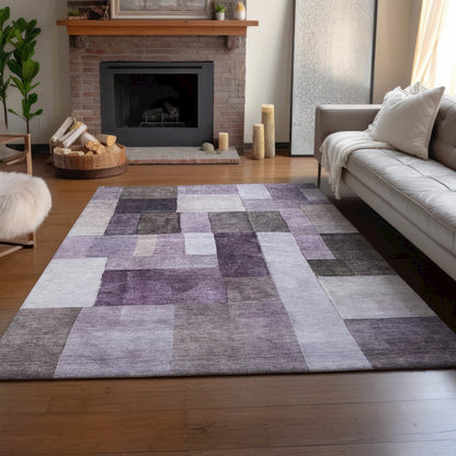 Machine Washable Indoor/Outdoor Neo Eggplant 3' x 5' Rug