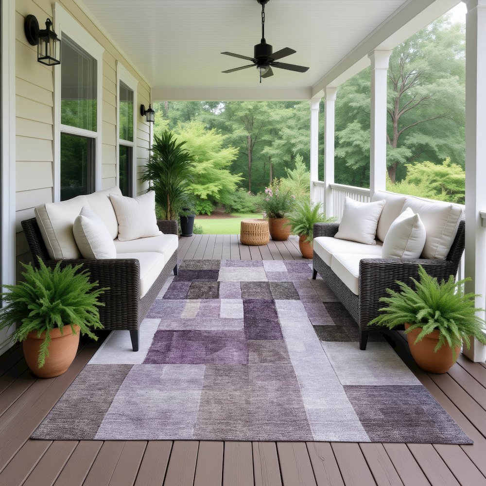Machine Washable Indoor/Outdoor Neo Eggplant 3' x 5' Rug
