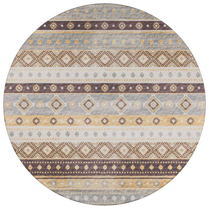 Indoor/Outdoor Sedona SN12 Goldenrod Washable 4' x 4' Round Rug