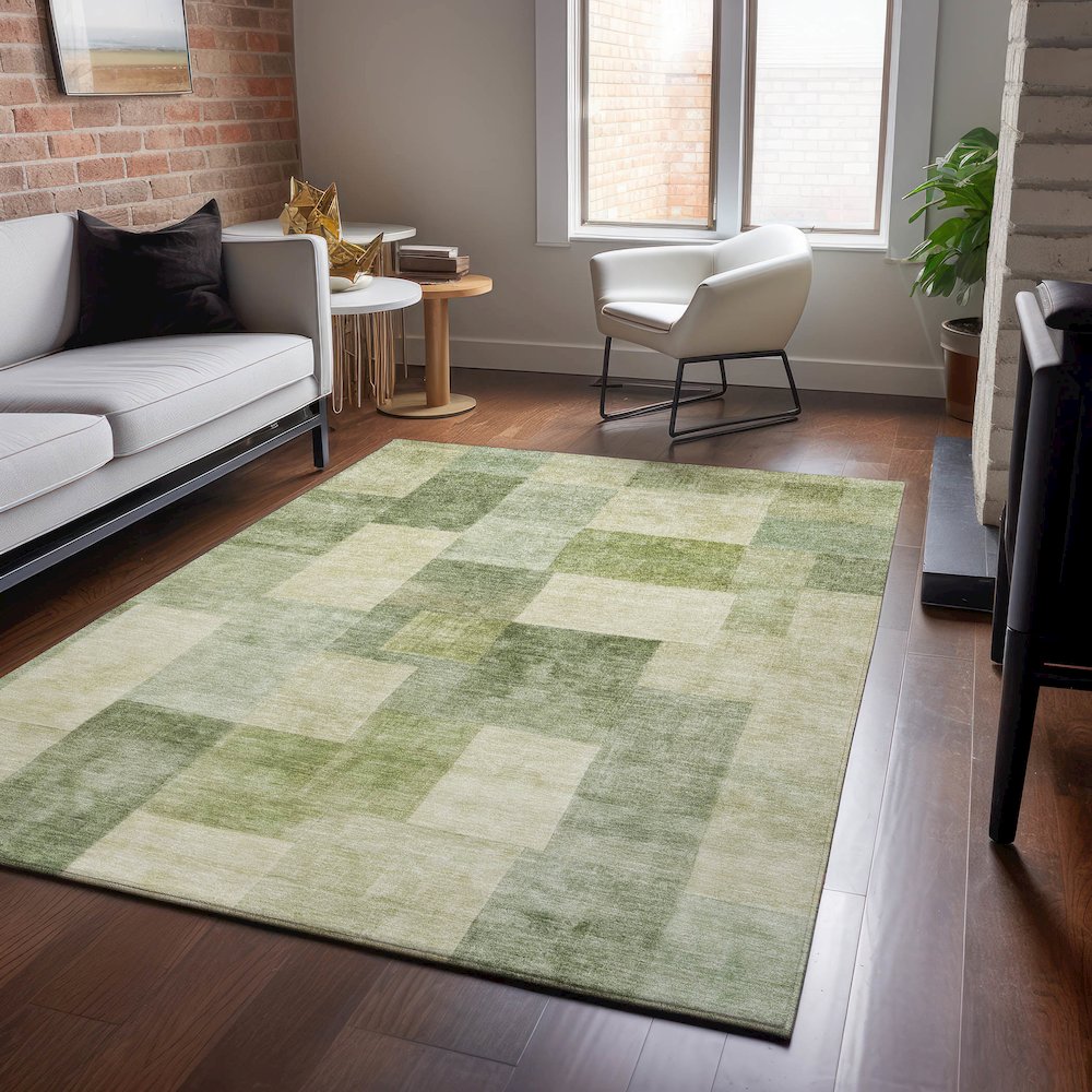 Machine Washable Indoor/Outdoor Pacifica Aloe 3' x 5' Rug