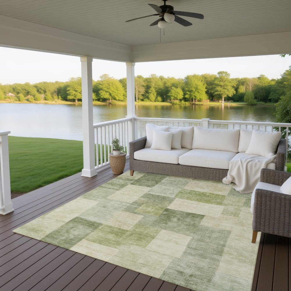 Machine Washable Indoor/Outdoor Pacifica Aloe 3' x 5' Rug
