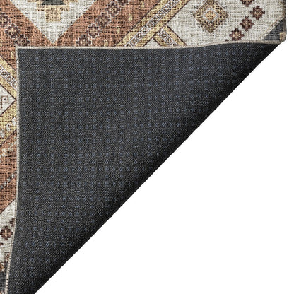 Luxury Washable Indoor/Outdoor Portico Copper 2'3" x 7'6" Runner Rug