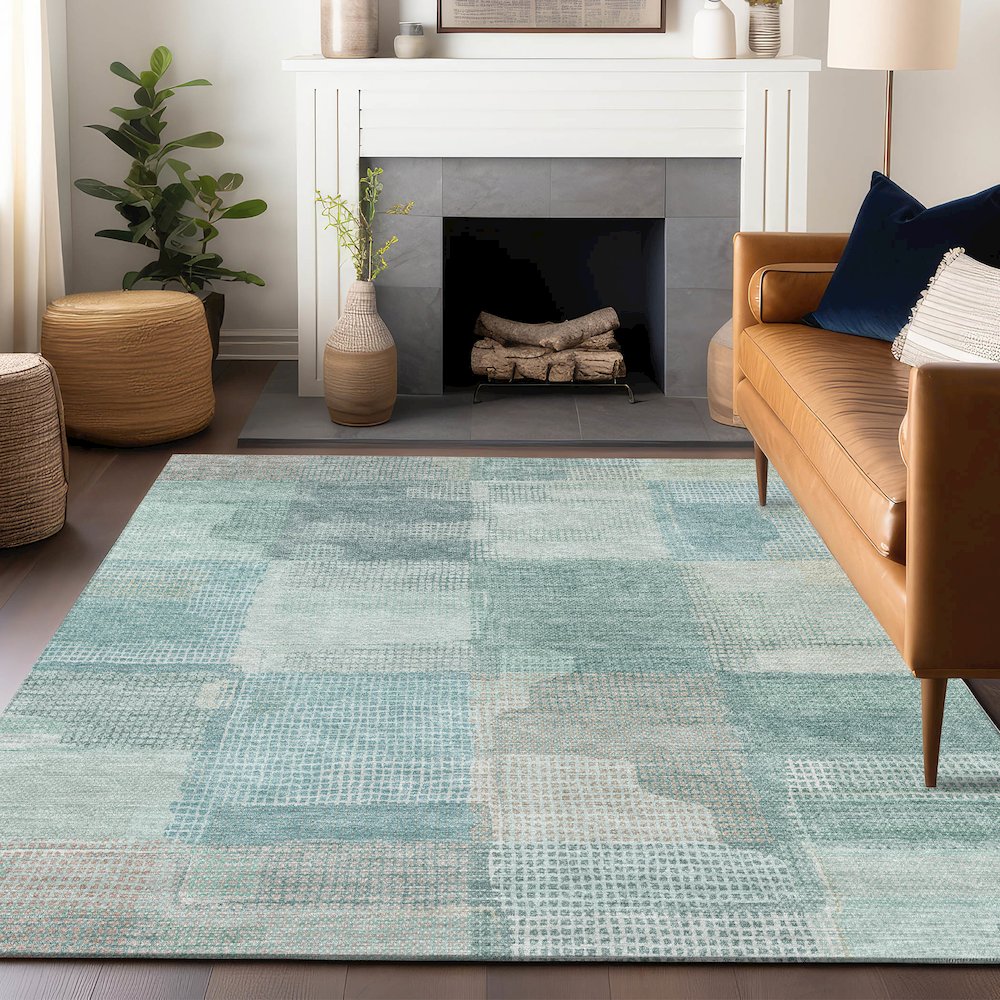 Luxury Washable Indoor/Outdoor Ravenna Teal 3' x 5' Rug