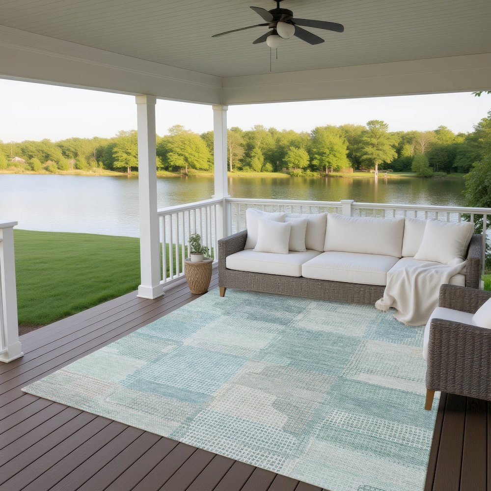 Luxury Washable Indoor/Outdoor Ravenna Teal 3' x 5' Rug