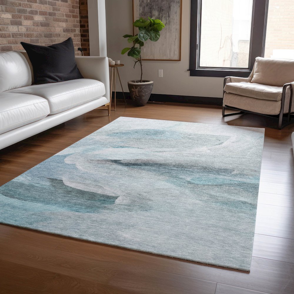 Luxury Washable Indoor/Outdoor Ravenna Teal 3' x 5' Rug