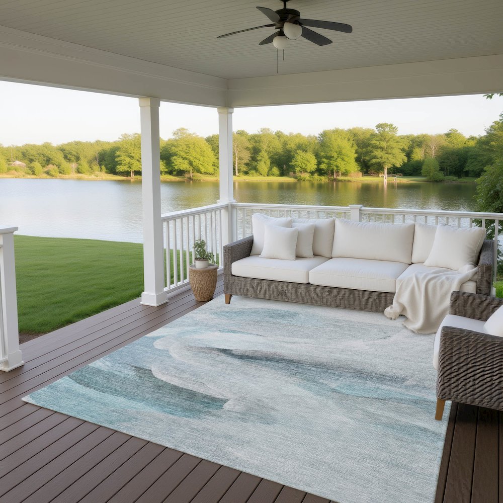 Luxury Washable Indoor/Outdoor Ravenna Teal 3' x 5' Rug