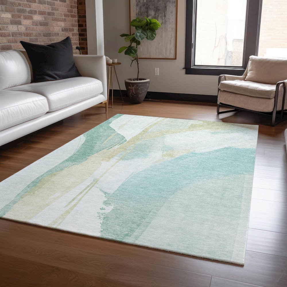 Luxury Washable Indoor/Outdoor Ravenna Teal 3' x 5' Rug