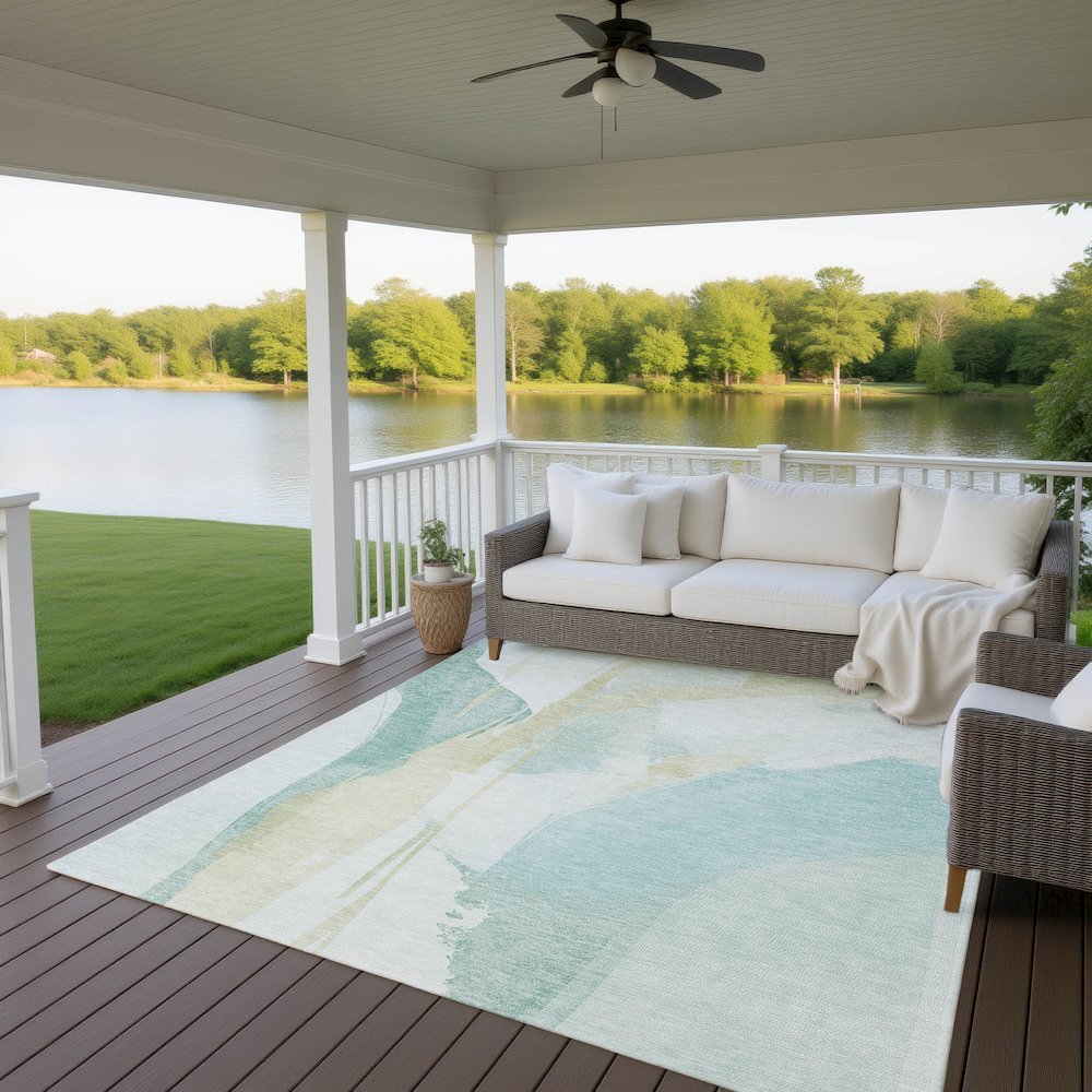 Luxury Washable Indoor/Outdoor Ravenna Teal 3' x 5' Rug