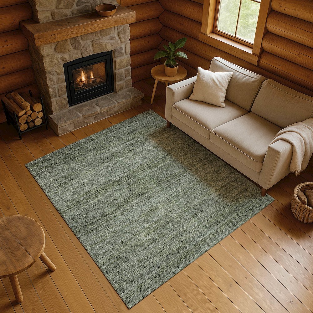 Luxury Washable Indoor/Outdoor Soft Essentials SE1 Green 3' x 5' Rug