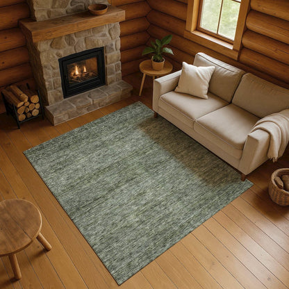 Luxury Washable Indoor/Outdoor Soft Essentials SE1 Green 3' x 5' Rug