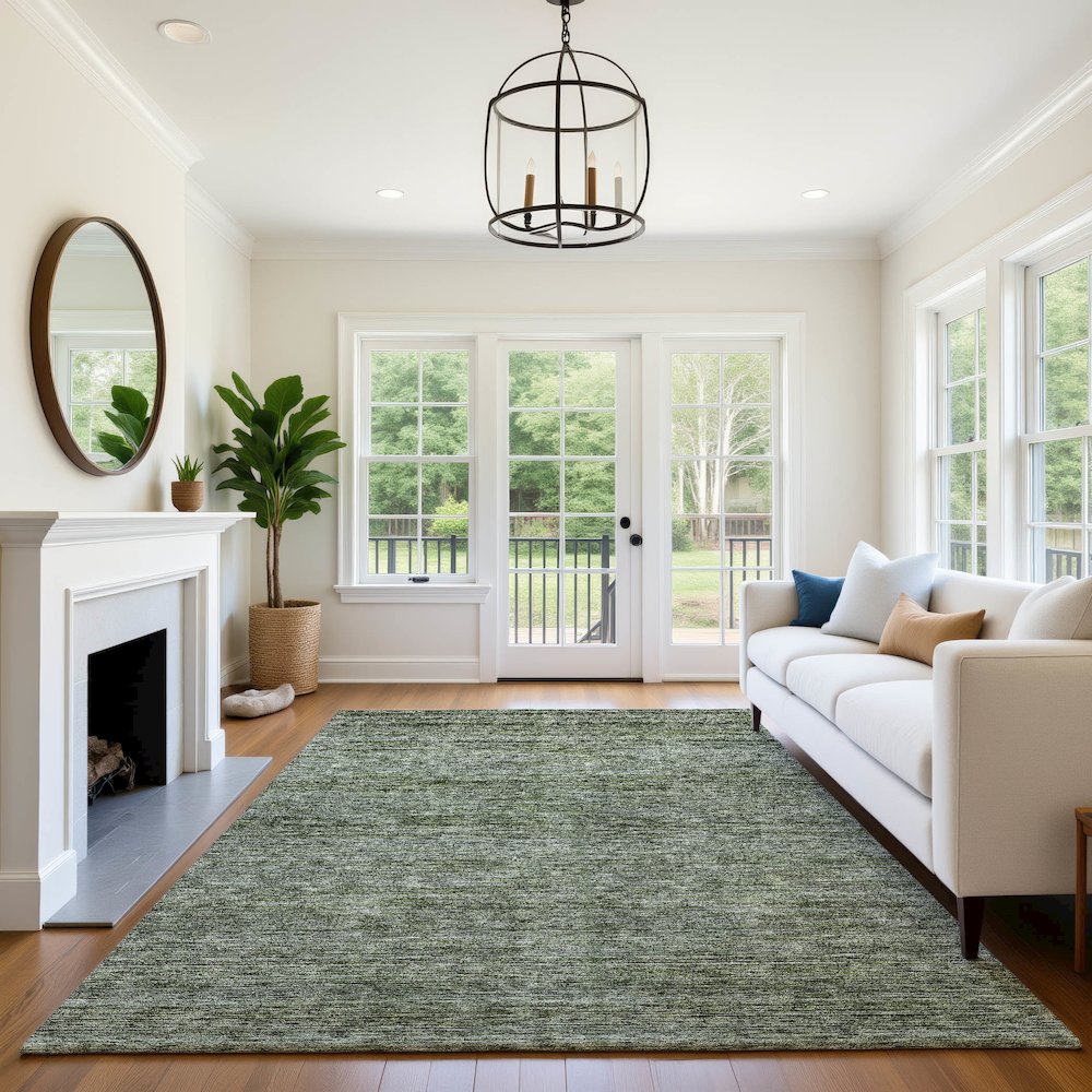 Luxury Washable Indoor/Outdoor Soft Essentials SE1 Green 3' x 5' Rug