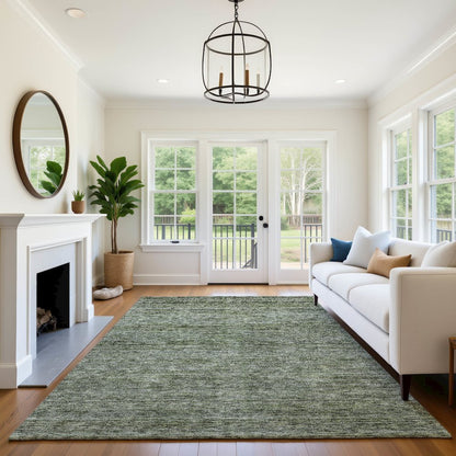 Luxury Washable Indoor/Outdoor Soft Essentials SE1 Green 3' x 5' Rug