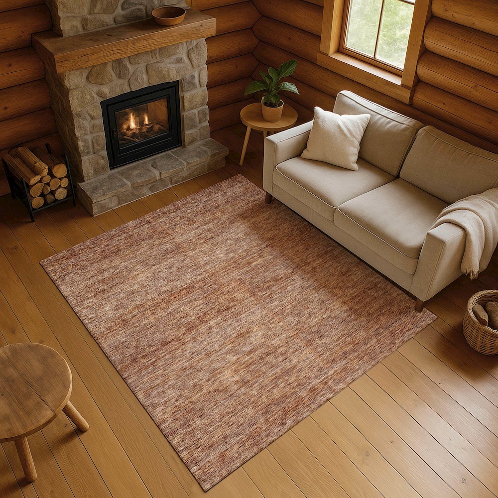 Luxury Washable Indoor/Outdoor Soft Essentials SE1 Orange 3' x 5' Rug