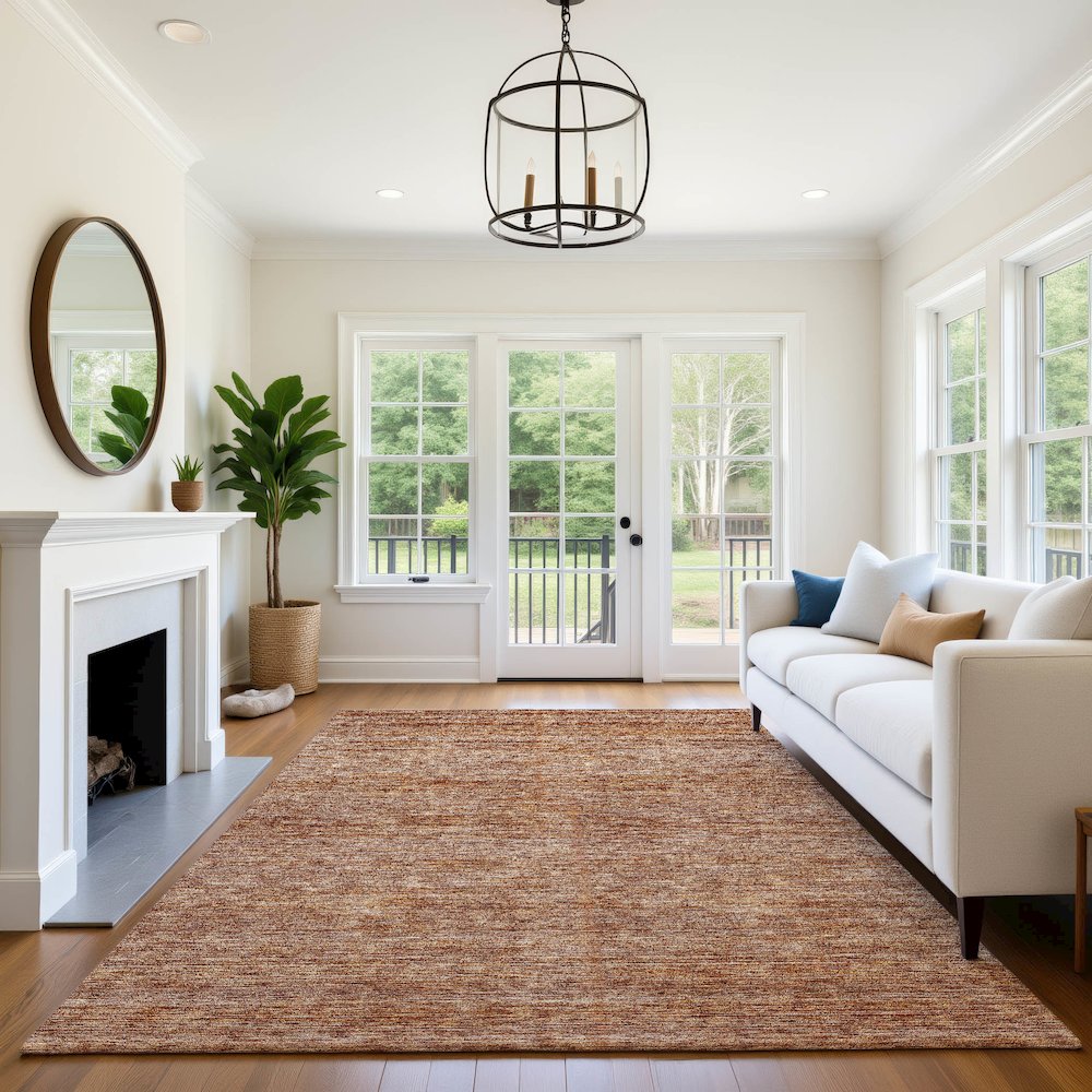 Luxury Washable Indoor/Outdoor Soft Essentials SE1 Orange 3' x 5' Rug