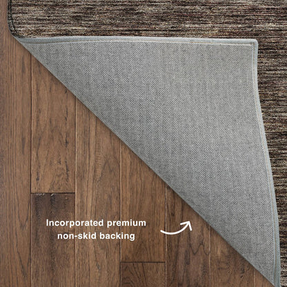 Luxury Washable Indoor/Outdoor Soft Essentials SE1 Brown 2'3" x 7'6" Runner Rug
