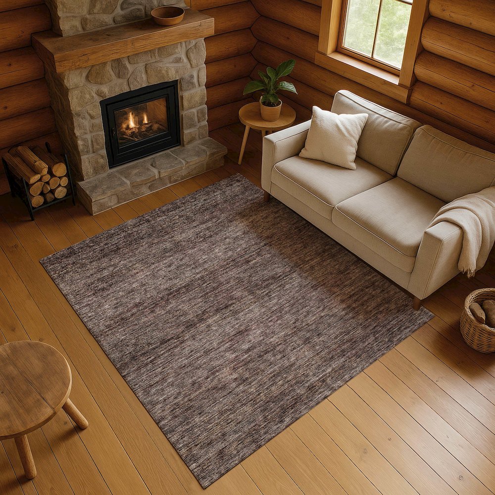 Luxury Washable Indoor/Outdoor Soft Essentials SE1 Brown 3' x 5' Rug