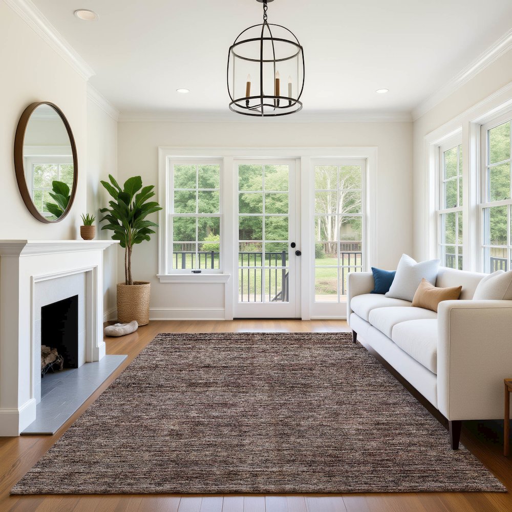 Luxury Washable Indoor/Outdoor Soft Essentials SE1 Brown 3' x 5' Rug