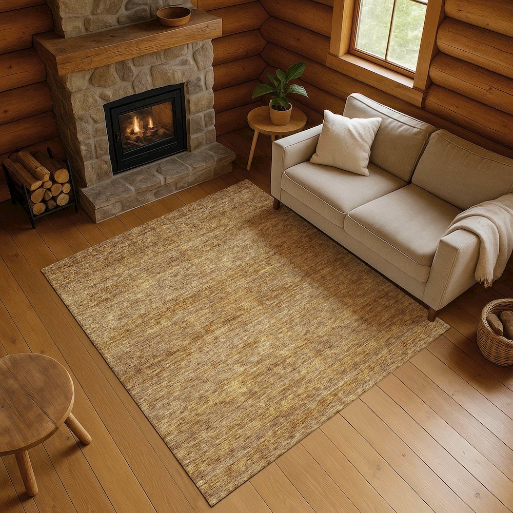 Luxury Washable Indoor/Outdoor Soft Essentials SE1 Gold 3' x 5' Rug