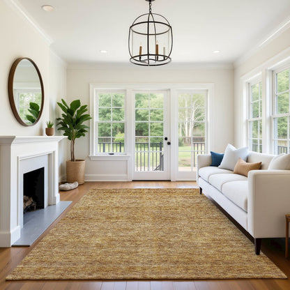 Luxury Washable Indoor/Outdoor Soft Essentials SE1 Gold 3' x 5' Rug