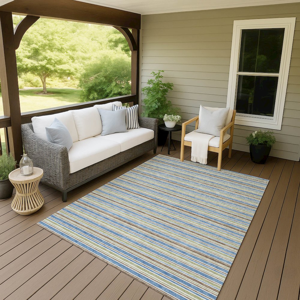 Luxury Washable Indoor/Outdoor Soft Essentials SE2 Blue 2'6" x 3'10" Rug
