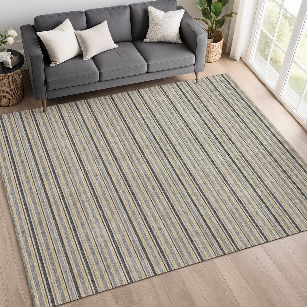 Luxury Washable Indoor/Outdoor Soft Essentials SE2 Gray 3' x 5' Rug