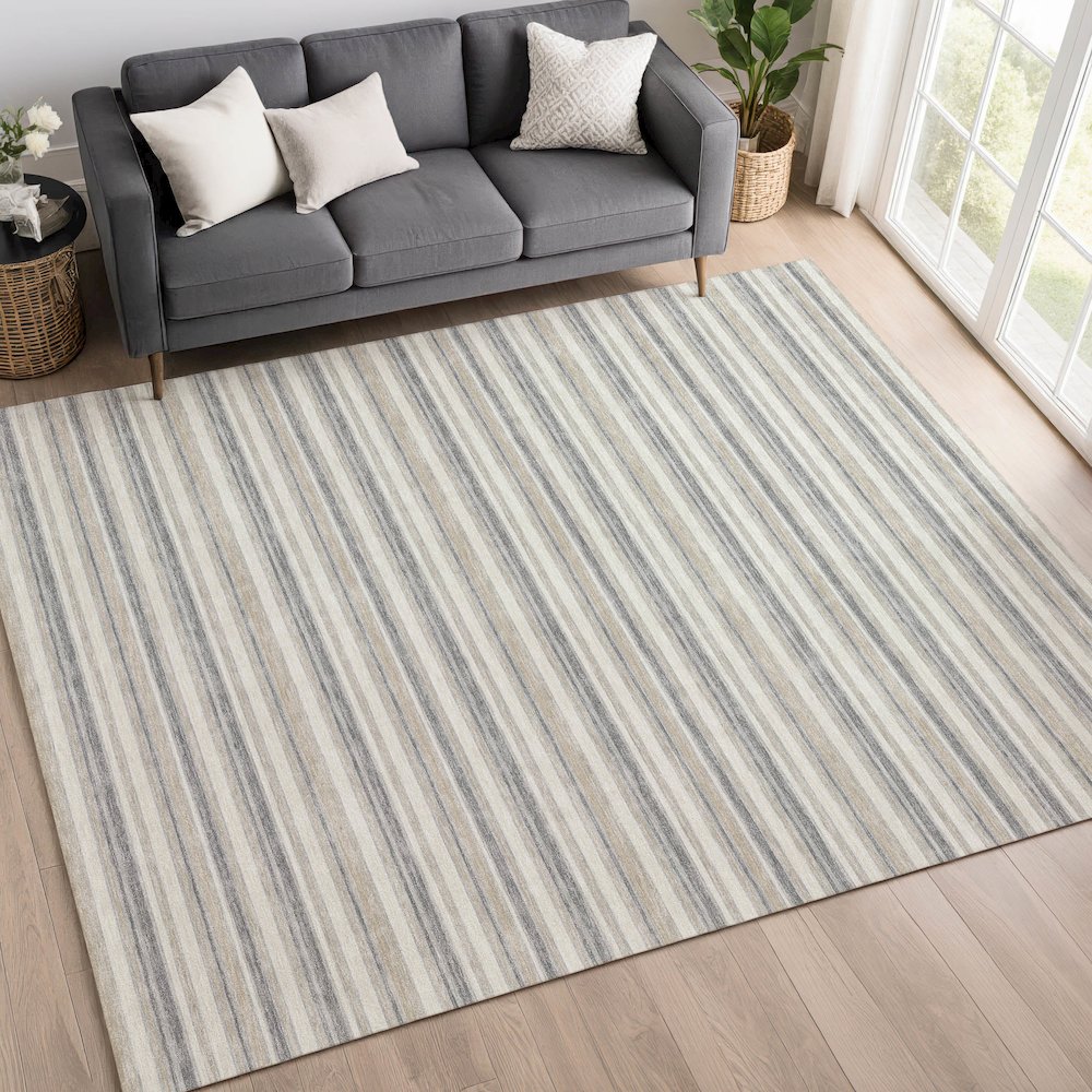 Luxury Washable Indoor/Outdoor Soft Essentials SE2 Gray 3' x 5' Rug