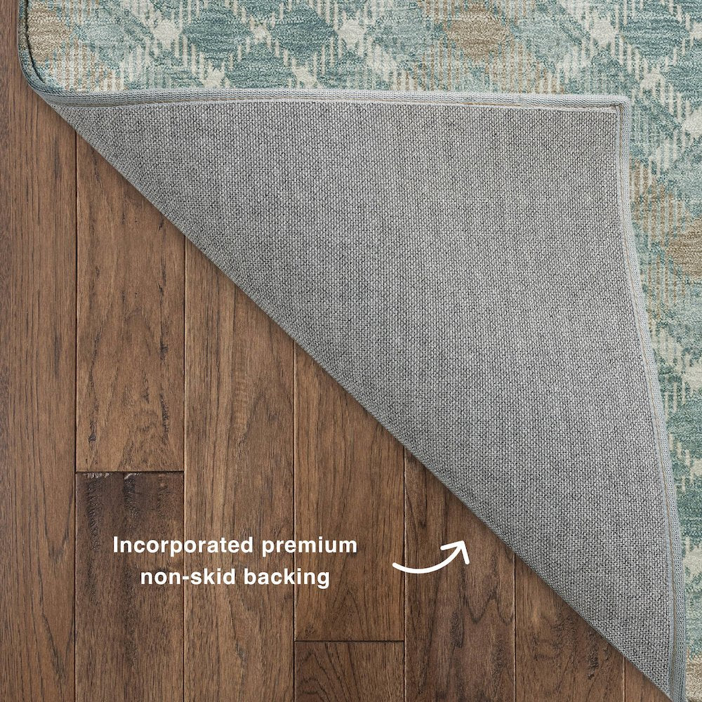 Luxury Washable Indoor/Outdoor Soft Essentials SE3 Teal 2'3" x 7'6" Runner Rug