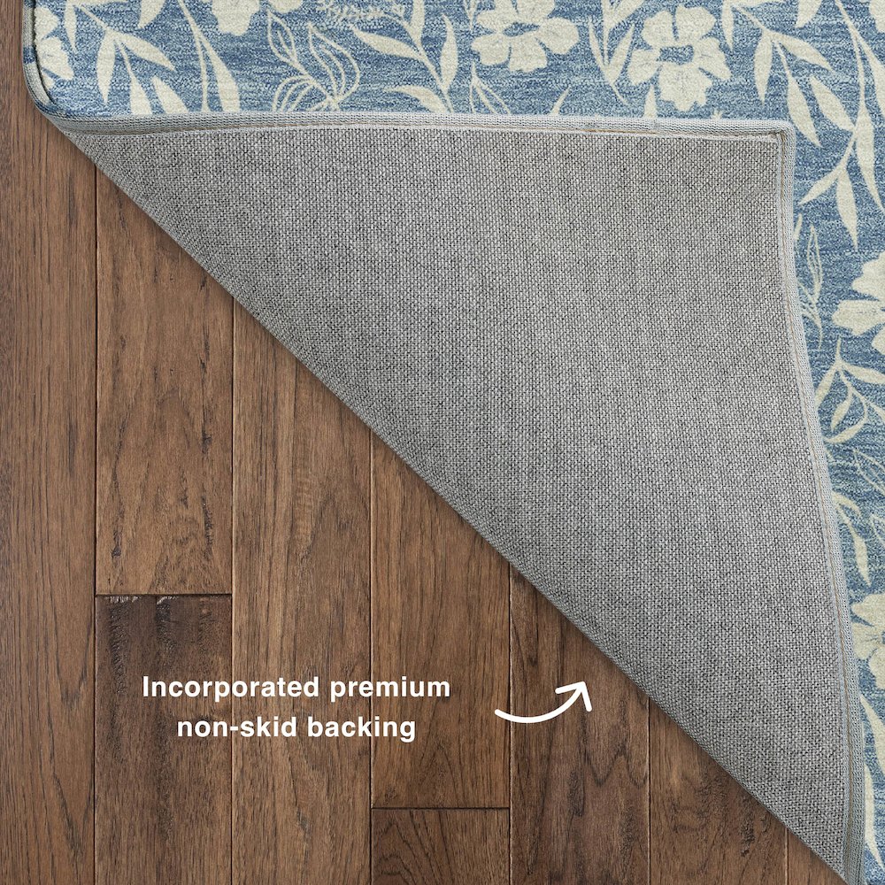 Luxury Washable Indoor/Outdoor Soft Essentials SE4 Blue 2'3" x 7'6" Runner Rug