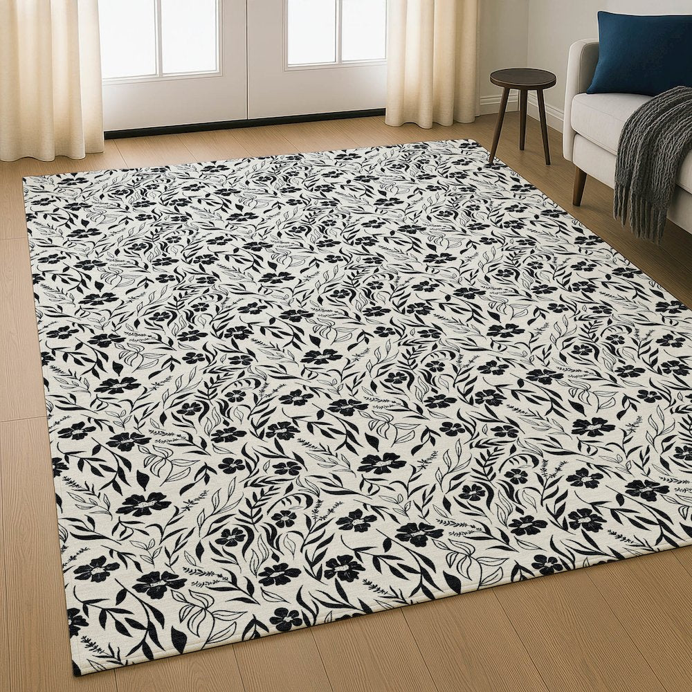Luxury Washable Indoor/Outdoor Soft Essentials SE4 Ivory 3' x 5' Rug