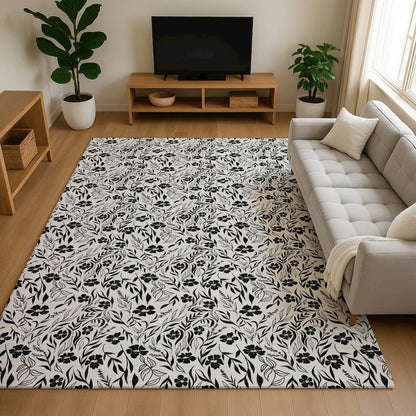 Luxury Washable Indoor/Outdoor Soft Essentials SE4 Ivory 3' x 5' Rug