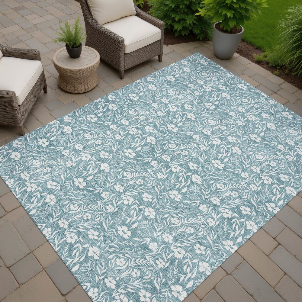 Luxury Washable Indoor/Outdoor Soft Essentials SE4 Teal 2'6" x 3'10" Rug
