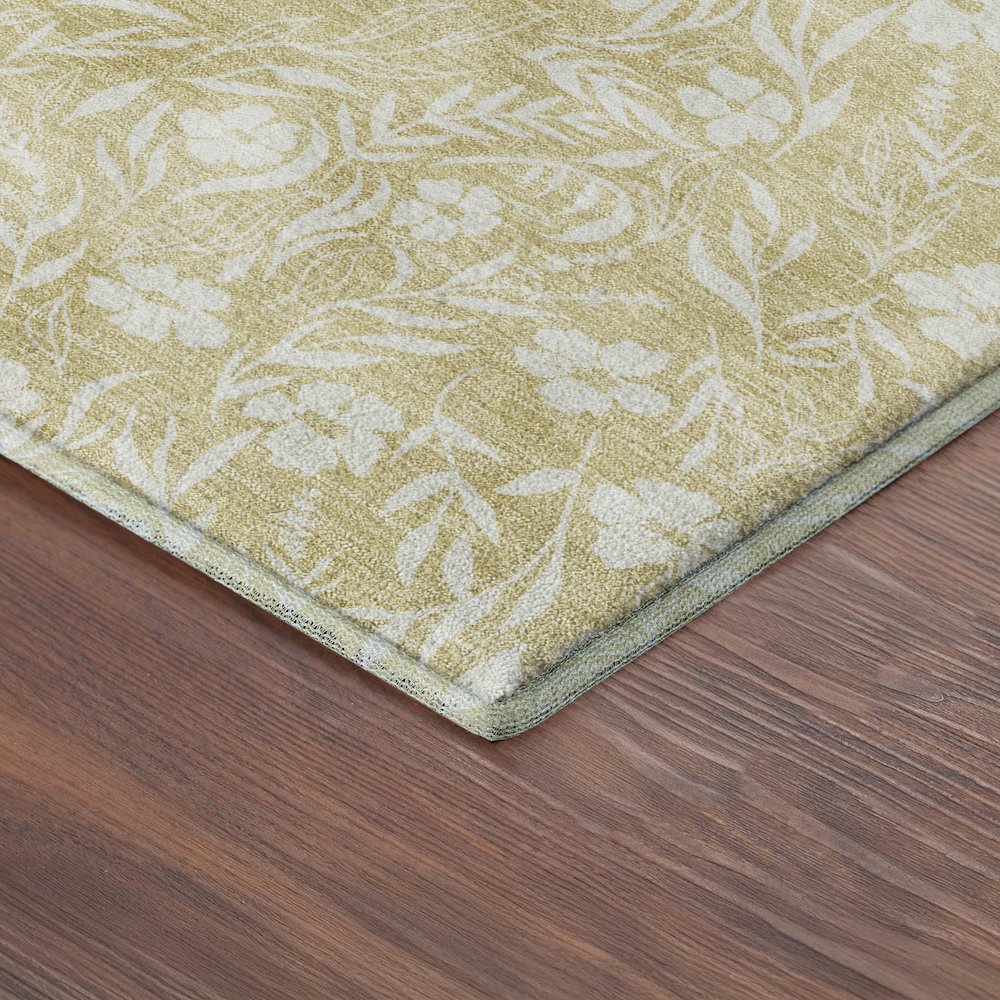 Luxury Washable Indoor/Outdoor Soft Essentials SE4 Gold 2'3" x 7'6" Runner Rug