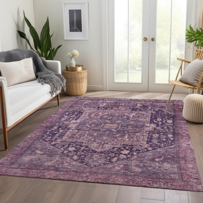 Luxury Washable Indoor/Outdoor Solace Eggplant 3' x 5' Rug
