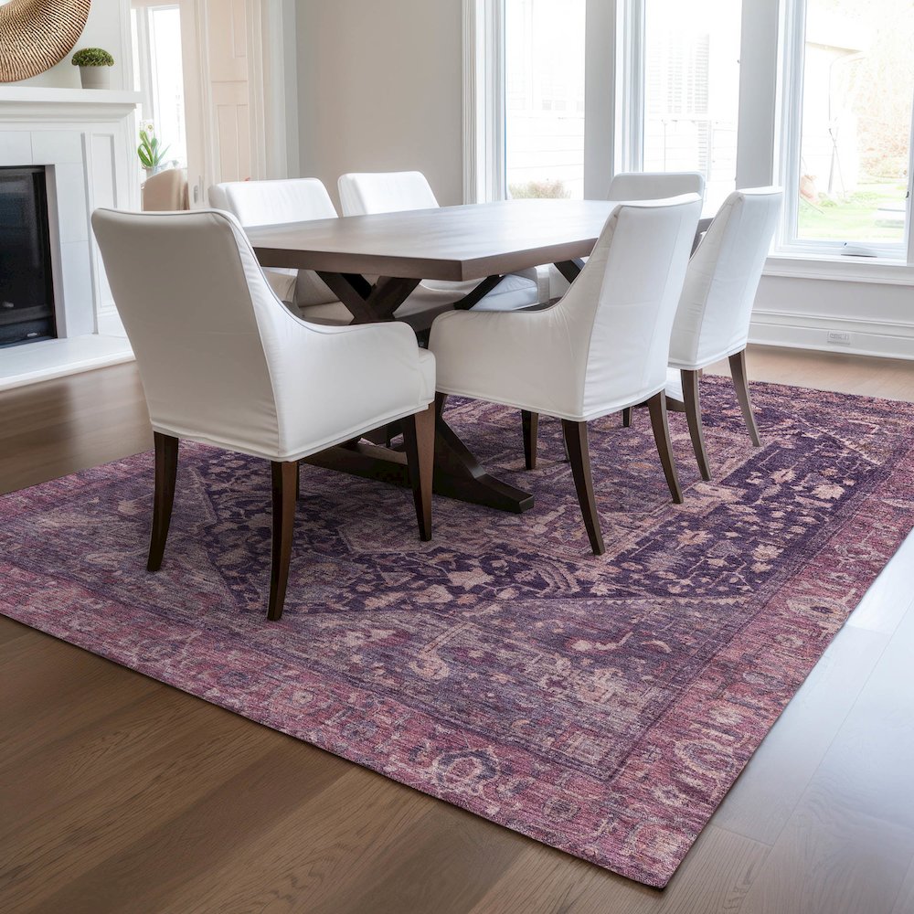 Luxury Washable Indoor/Outdoor Solace Eggplant 3' x 5' Rug