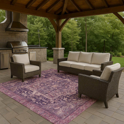 Luxury Washable Indoor/Outdoor Solace Eggplant 3' x 5' Rug