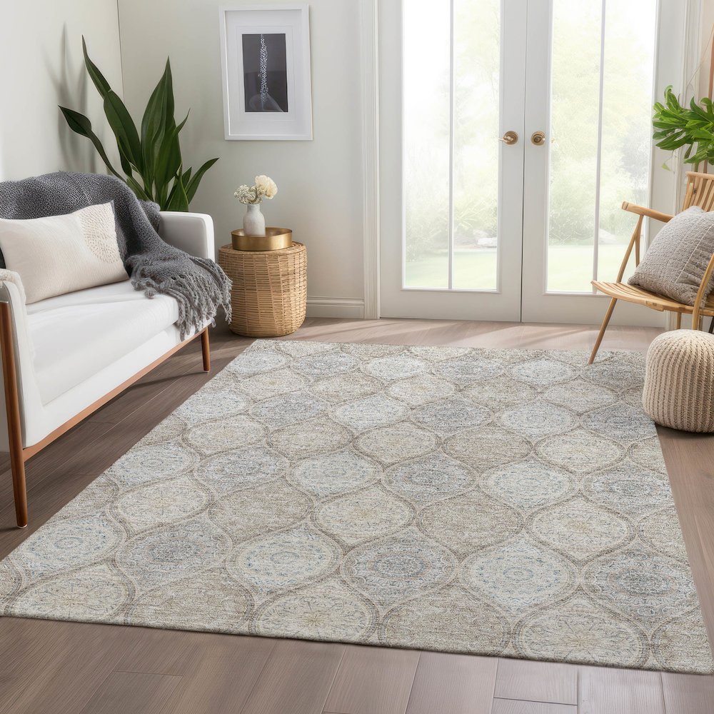 Luxury Washable Indoor/Outdoor Solace Taupe 3' x 5' Rug