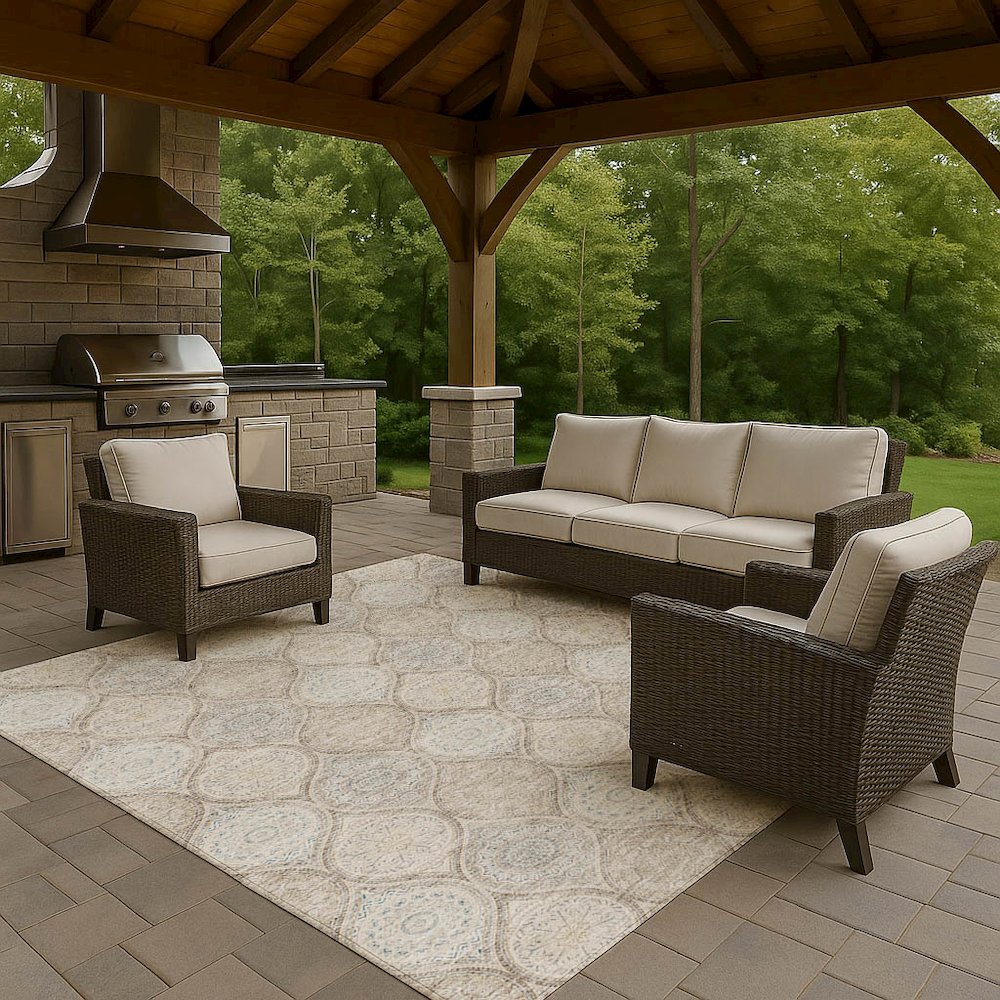 Luxury Washable Indoor/Outdoor Solace Taupe 3' x 5' Rug