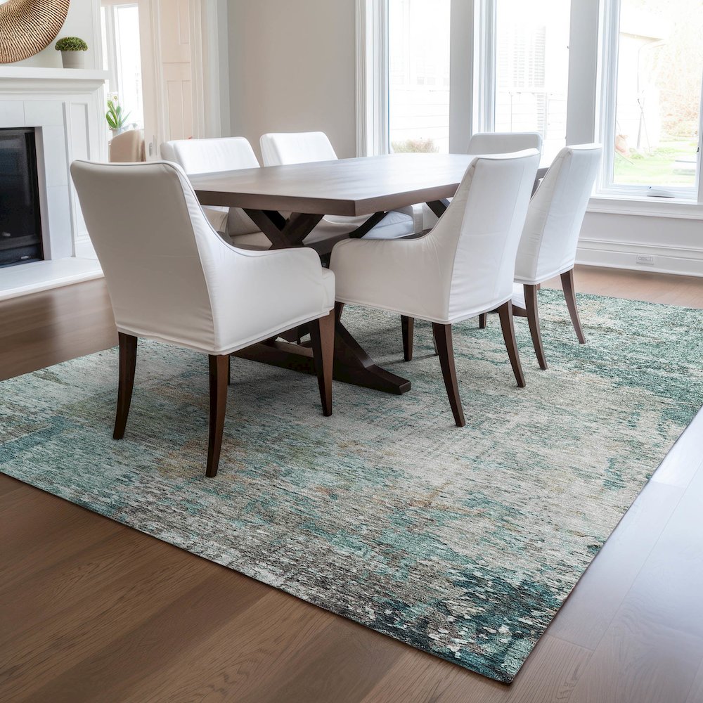 Luxury Washable Indoor/Outdoor Solace Teal 3' x 5' Rug