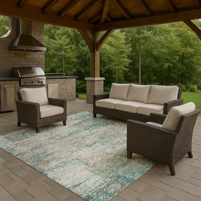 Luxury Washable Indoor/Outdoor Solace Teal 3' x 5' Rug