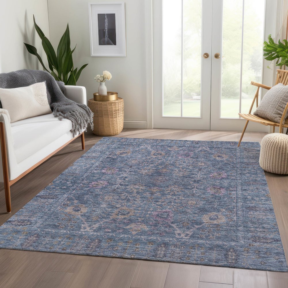 Luxury Washable Indoor/Outdoor Solace Denim 3' x 5' Rug