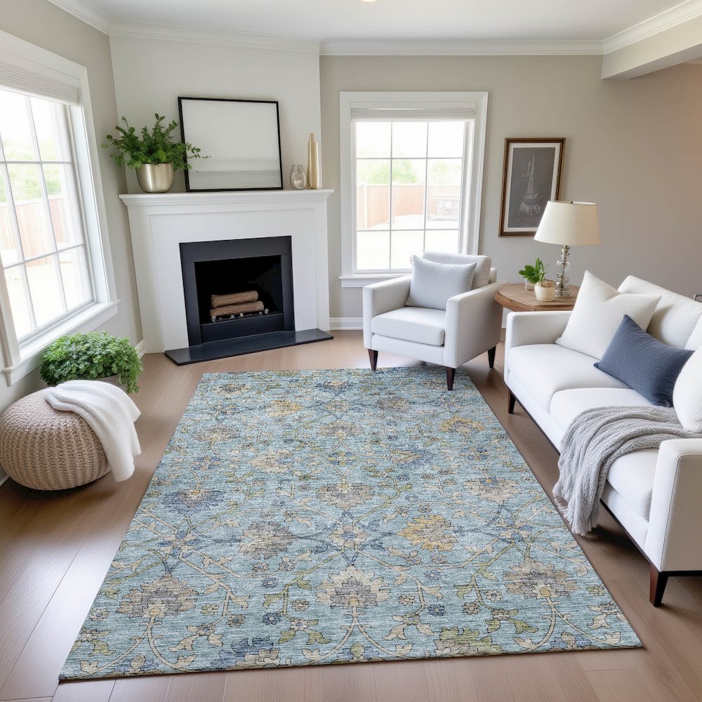 Indoor/Outdoor Silk Road Denim 3' x 5' Rug